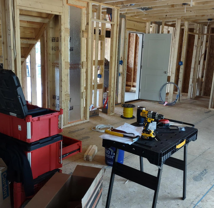 electric installation in a new home construction